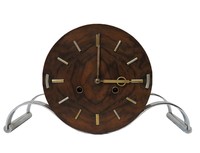 Wood and Nickel French Art Deco Clock